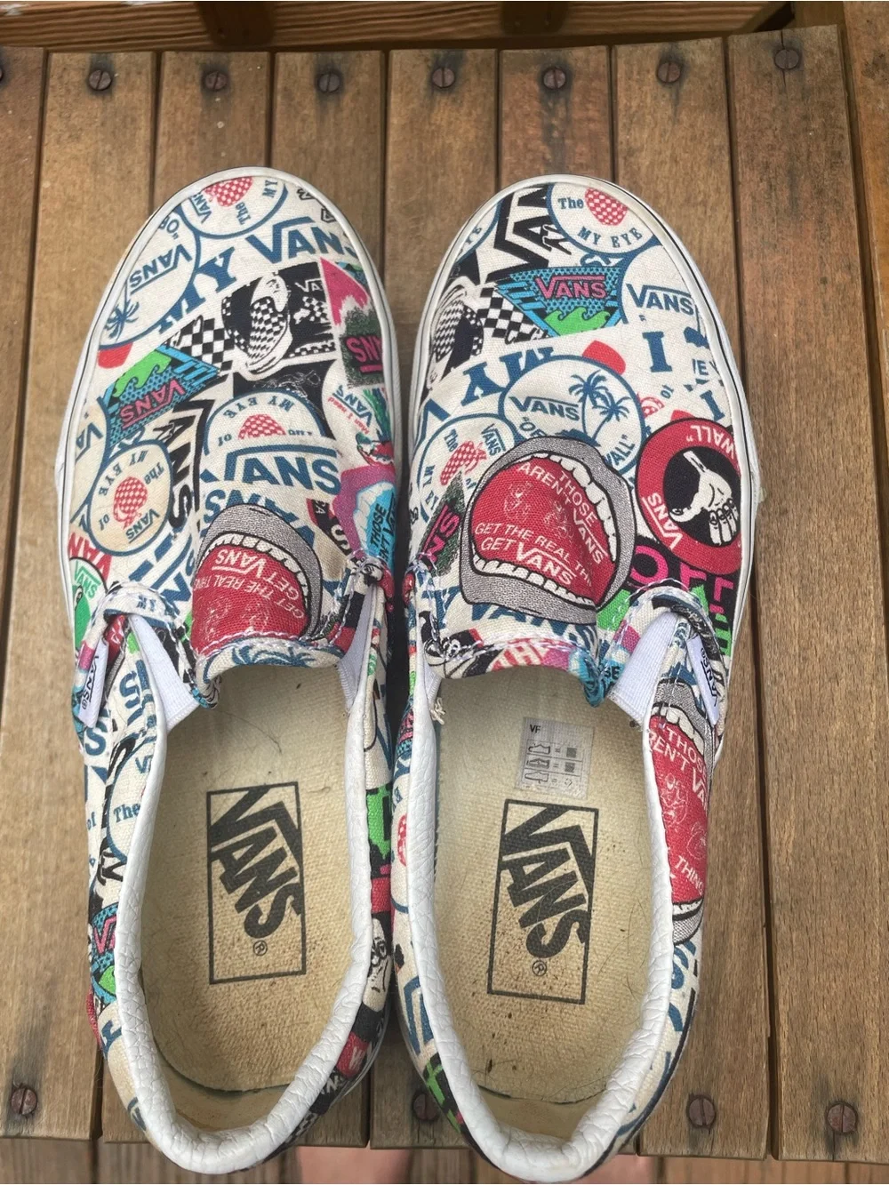 Vans Slip-On Sneakers with Multicolor Logo Patchwork